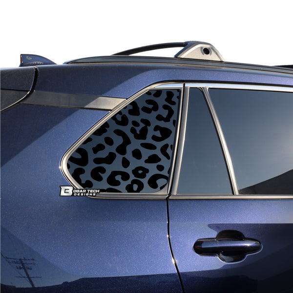 Precut Leopard Cheetah Rear Side Quarter Window Fuel Door Decal Stickers Fits Toyota Rav4 2019-2025