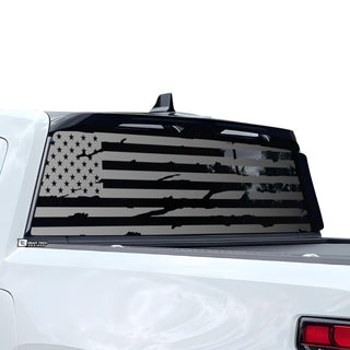 Buy distressed-black American Flag Rear Window Windshield Vinyl Decal Stickers Fits Rivian R1T