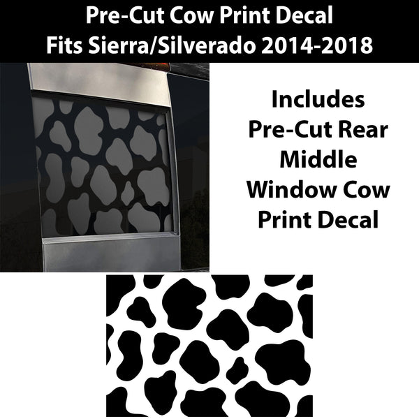 Rear Middle Window Cow Print Vinyl Decal Fits Chevy GMC Silverado Sierra 2014-2018 - Tint, Paint Protection, Decals & Accessories for your Vehicle online - Bogar Tech Designs