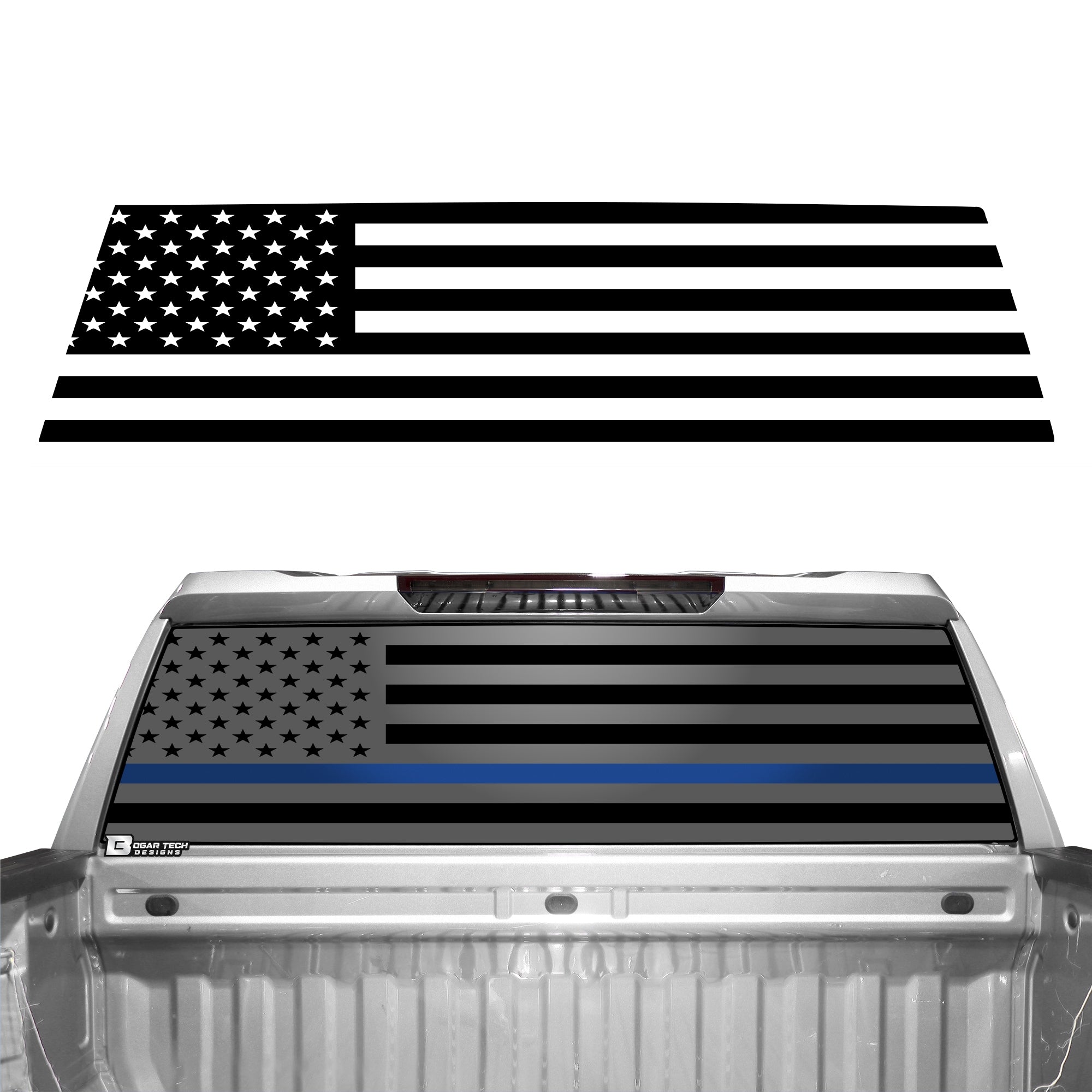 American Flag Rear Window Vinyl Decal Stickers Fits Chevy Silverado GMC Sierra 2019 - 2025 - Bogar Tech Designs