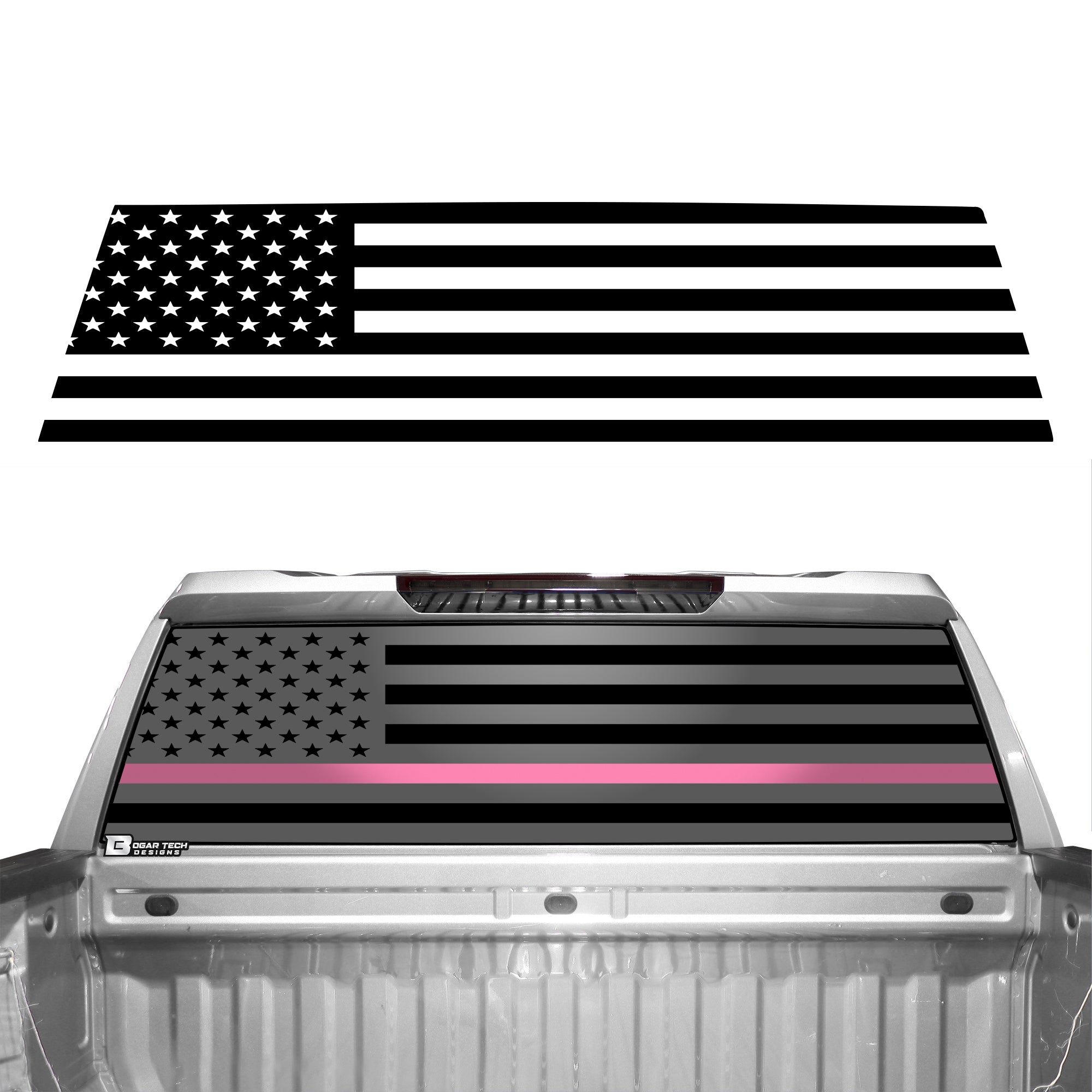 American Flag Rear Window Vinyl Decal Stickers Fits Chevy Silverado GMC Sierra 2019 - 2025 - Bogar Tech Designs