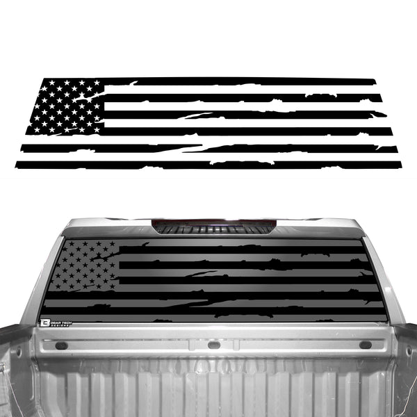 American Flag Rear Window Vinyl Decal Stickers Fits Chevy Silverado GMC Sierra 2019 - 2023