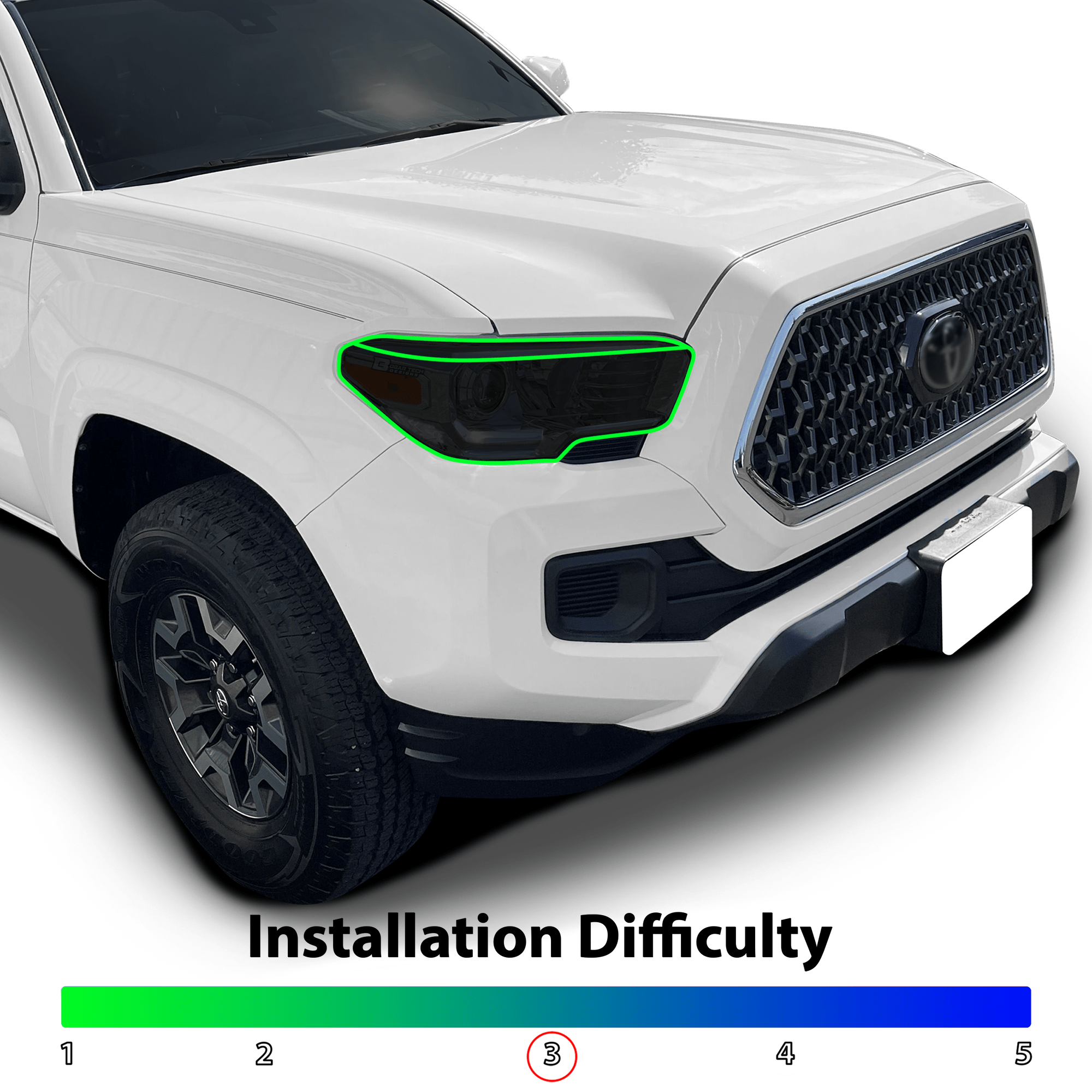Full Tint Kit Precut Smoked Vinyl Tint Kit Film Overlay Cover Fits Toyota Tacoma 2016 - 2023 - Bogar Tech Designs