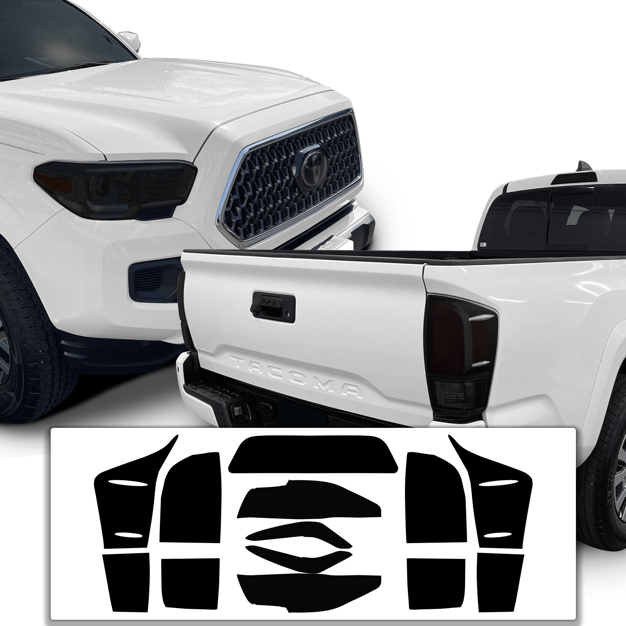 Full Tint Kit Precut Smoked Vinyl Tint Kit Film Overlay Cover Fits Toyota Tacoma 2016 - 2023 - Bogar Tech Designs