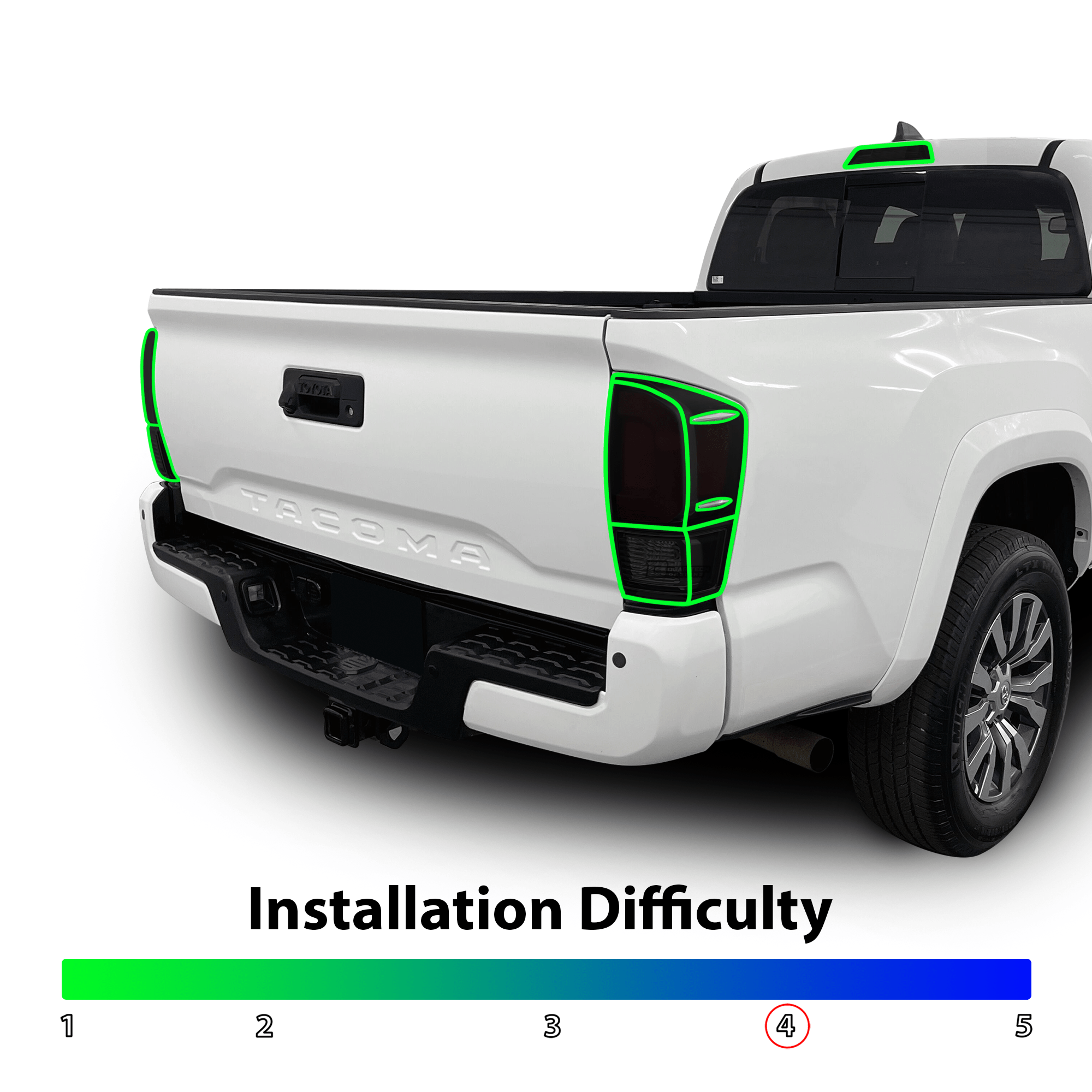 Full Tint Kit Precut Smoked Vinyl Tint Kit Film Overlay Cover Fits Toyota Tacoma 2016 - 2023 - Bogar Tech Designs