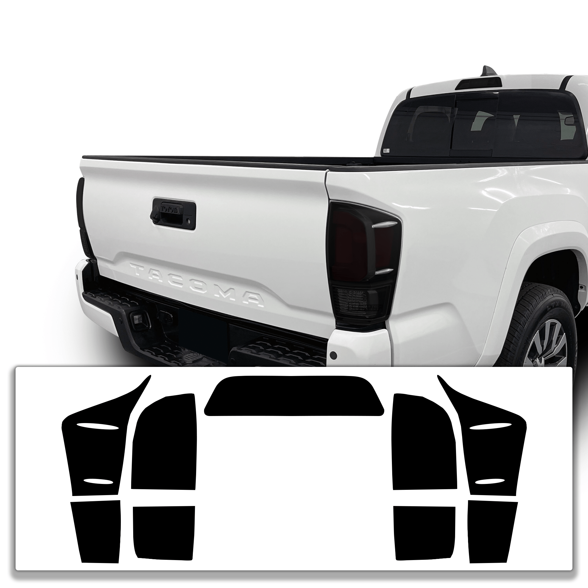 Full Tint Kit Precut Smoked Vinyl Tint Kit Film Overlay Cover Fits Toyota Tacoma 2016 - 2023 - Bogar Tech Designs