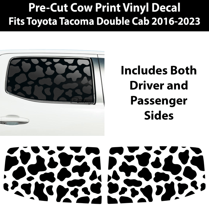 Precut Rear Middle Window and Side Window Leopard Cow Print Vinyl Decal Fits Toyota Tacoma 2016 - 2023 - Bogar Tech Designs
