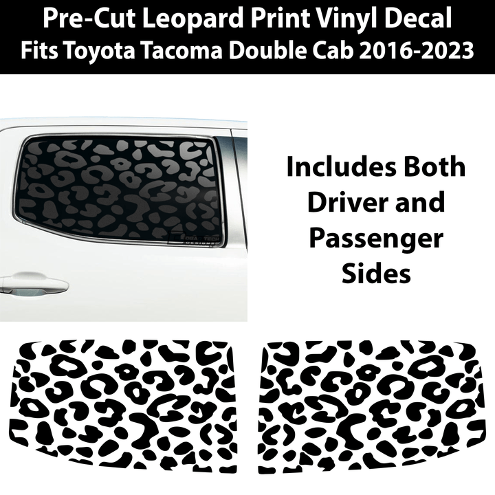 Precut Rear Middle Window and Side Window Leopard Cow Print Vinyl Decal Fits Toyota Tacoma 2016 - 2023 - Bogar Tech Designs
