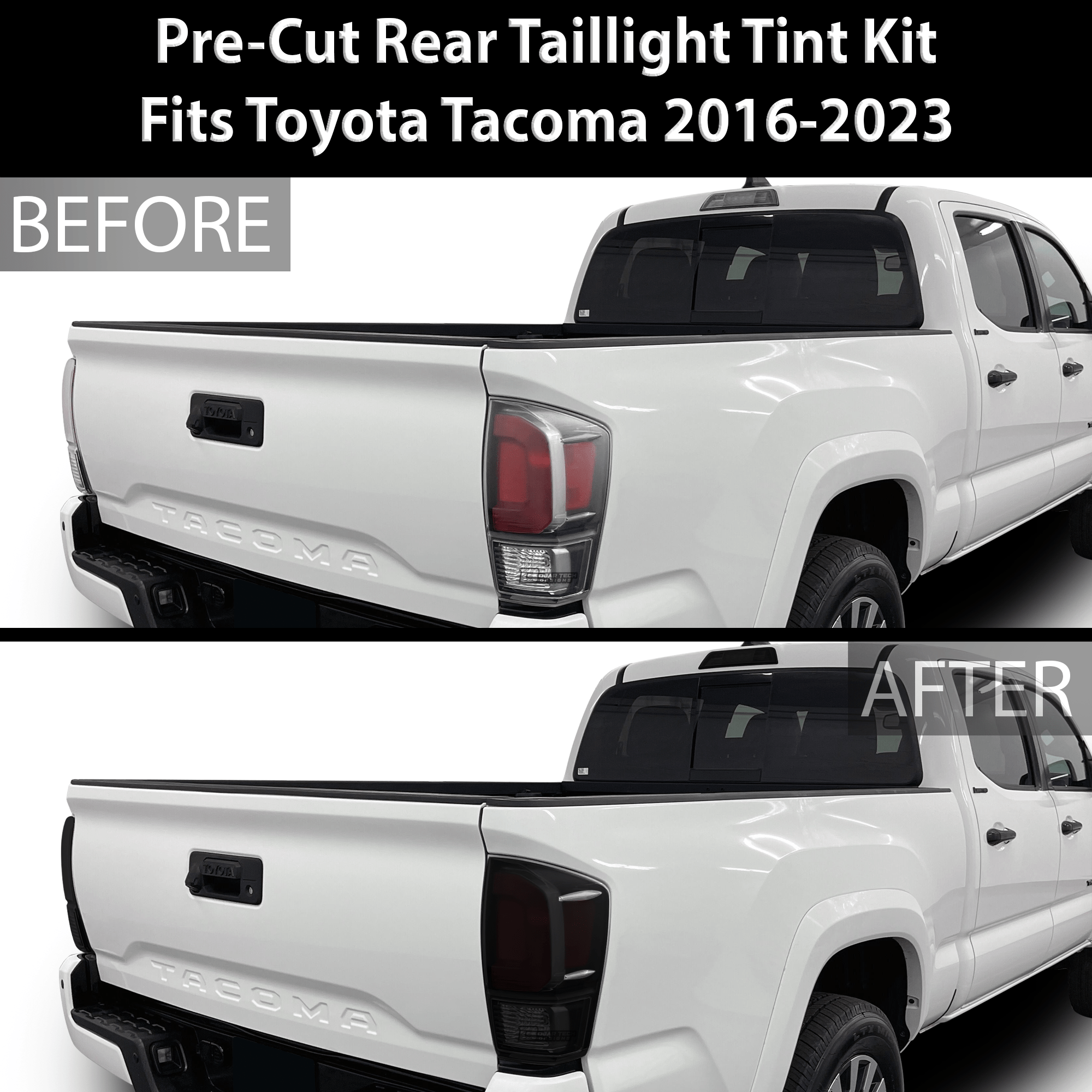 Full Tint Kit Precut Smoked Vinyl Tint Kit Film Overlay Cover Fits Toyota Tacoma 2016 - 2023 - Bogar Tech Designs