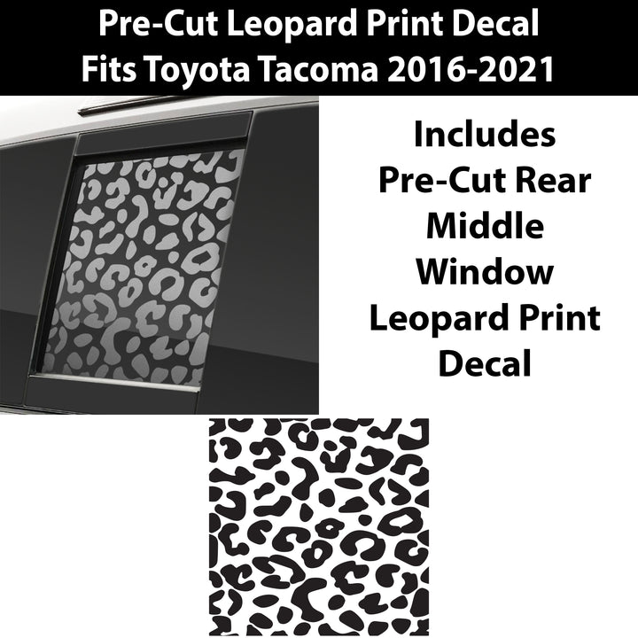 Precut Rear Middle Window and Side Window Leopard Cow Print Vinyl Decal Fits Toyota Tacoma 2016 - 2023 - Bogar Tech Designs