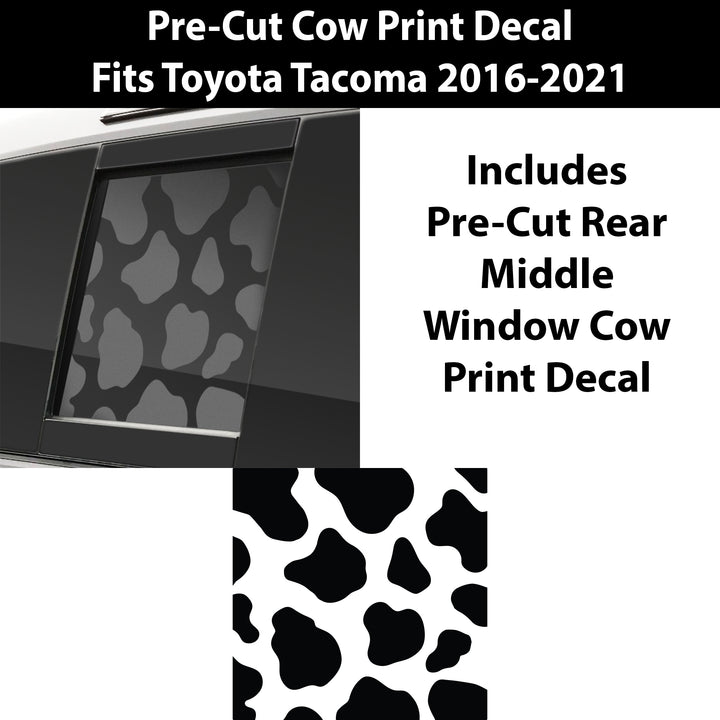 Precut Rear Middle Window and Side Window Leopard Cow Print Vinyl Decal Fits Toyota Tacoma 2016 - 2023 - Bogar Tech Designs