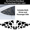 Precut Quarter Window Cow Print Vinyl Decal Fits Tesla Model 3 - Tint, Paint Protection, Decals & Accessories for your Vehicle online - Bogar Tech Designs