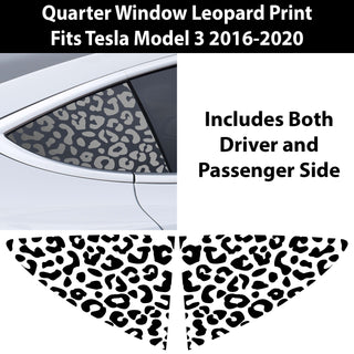 Precut Quarter Window Leopard Print Vinyl Decal Fits Tesla Model 3 - Tint, Paint Protection, Decals & Accessories for your Vehicle online - Bogar Tech Designs