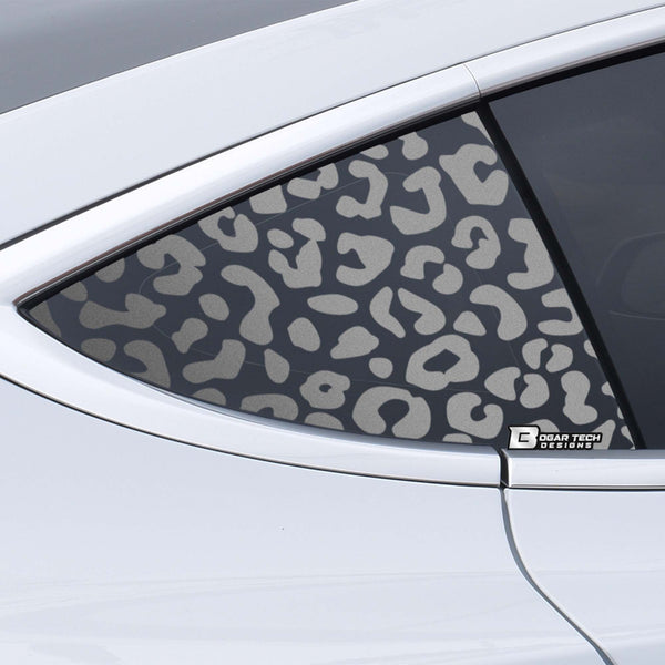 Precut Quarter Window Leopard Print Vinyl Decal Sticker Fits Tesla