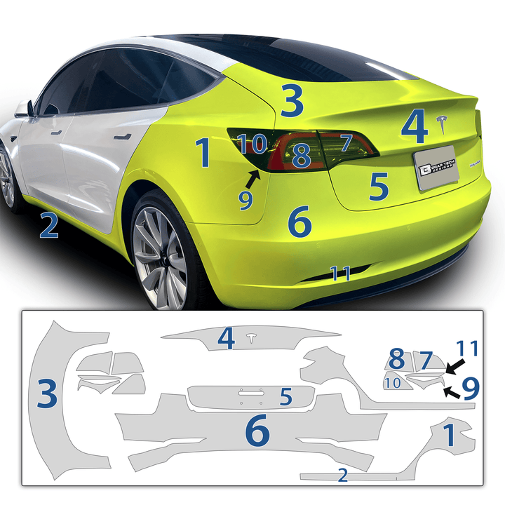 Precut Paint Protection Film Clear Bra PPF Decal Film Kit Cover Fits Tesla Model 3 2017 2018 2019 2020 2021 2022 2023 - Bogar Tech Designs