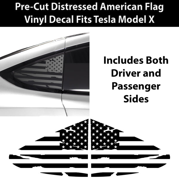 Quarter Window American Flag Vinyl Decal Stickers Fits Tesla Model X