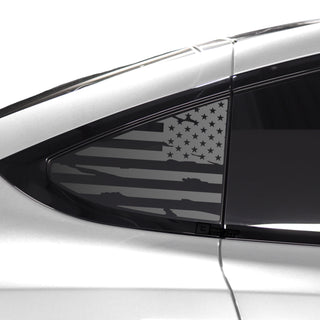 Buy distressed-black Quarter Window American Flag Vinyl Decal Stickers Fits Tesla Model X
