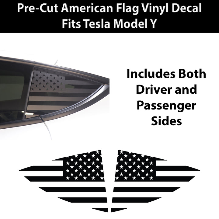 Quarter Window American Flag Vinyl Decal Stickers Fits Tesla Model Y - Bogar Tech Designs