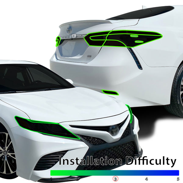 Complete Full Headlight Taillight Precut Overlay Tint Kit with Tools Fits Toyota Camry 2018-2024