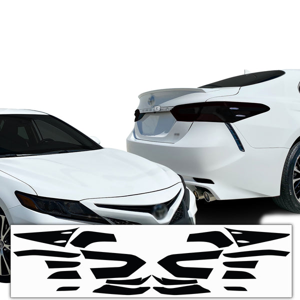Toyota Camry 2018–2024 Dark Smoke Headlight & Taillight Tint Kit – Precut Vinyl Lens Overlays