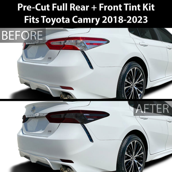 Complete Full Headlight Taillight Precut Overlay Tint Kit with Tools Fits Toyota Camry 2018-2024