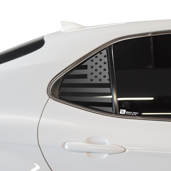 American Flag Quarter Window Decal for Toyota Camry 2018-2024 – Precut Matte Black Vinyl