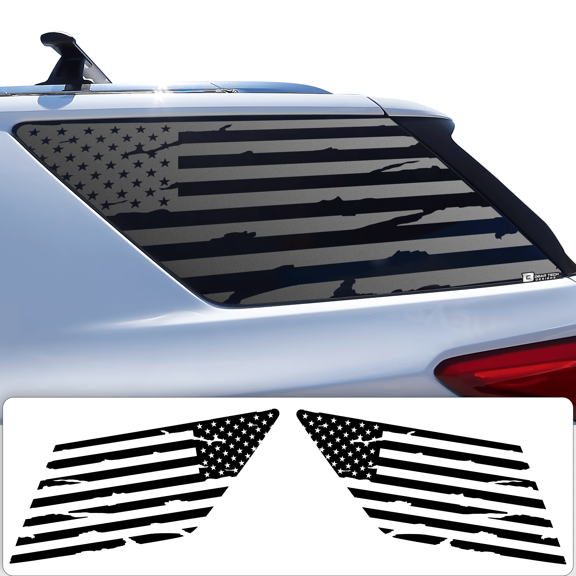 Precut American Flag Rear Side Quarter Window Decal Sticker Fits Chevy Traverse 2018 - 2023 - Bogar Tech Designs