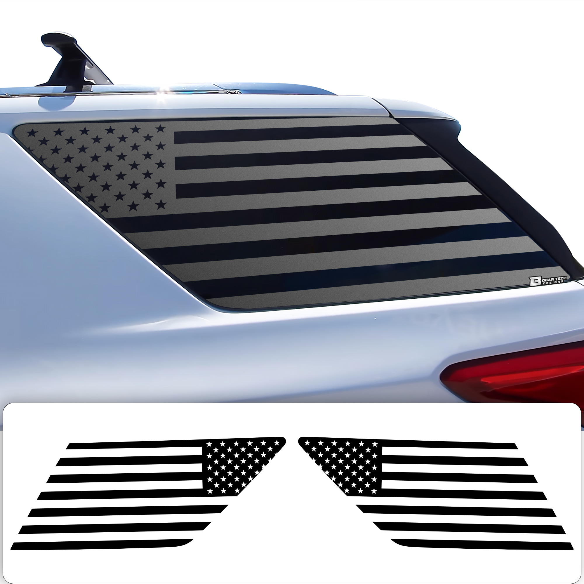 Precut American Flag Rear Side Quarter Window Decal Sticker Fits Chevy ...