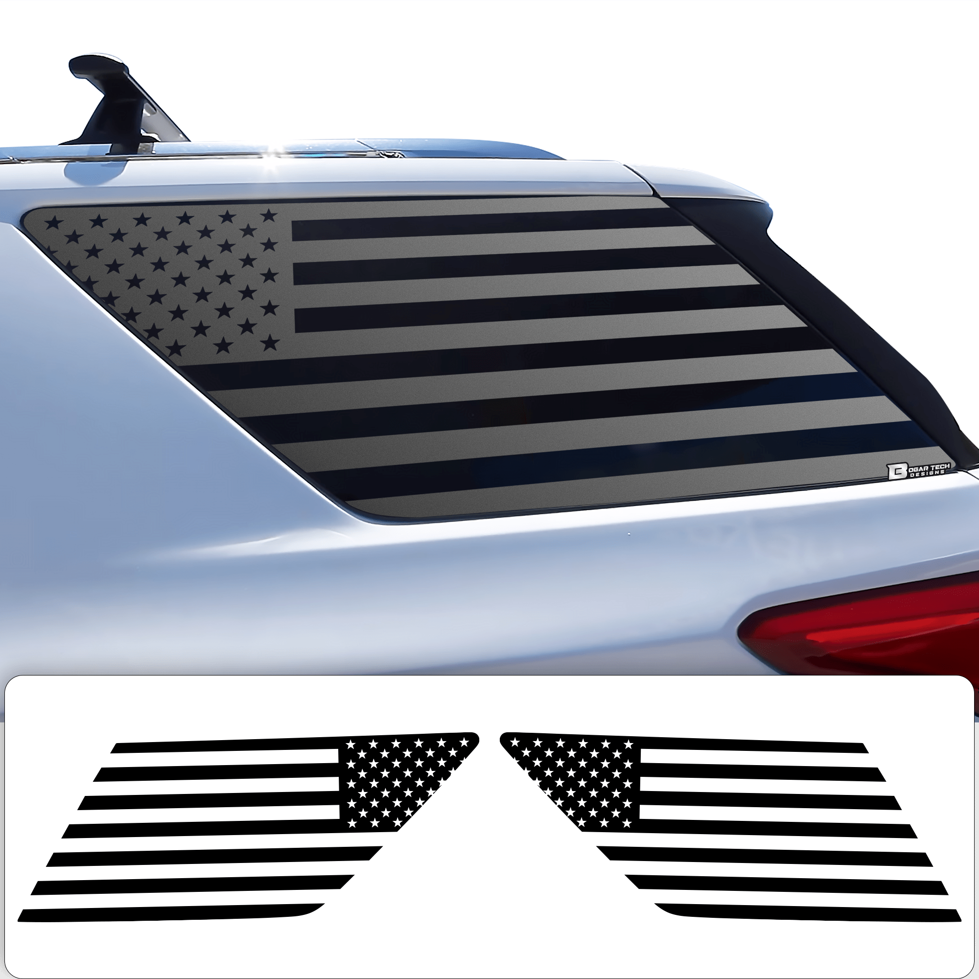 Precut American Flag Rear Side Quarter Window Decal Sticker Fits Chevy Traverse 2018 - 2023 - Bogar Tech Designs