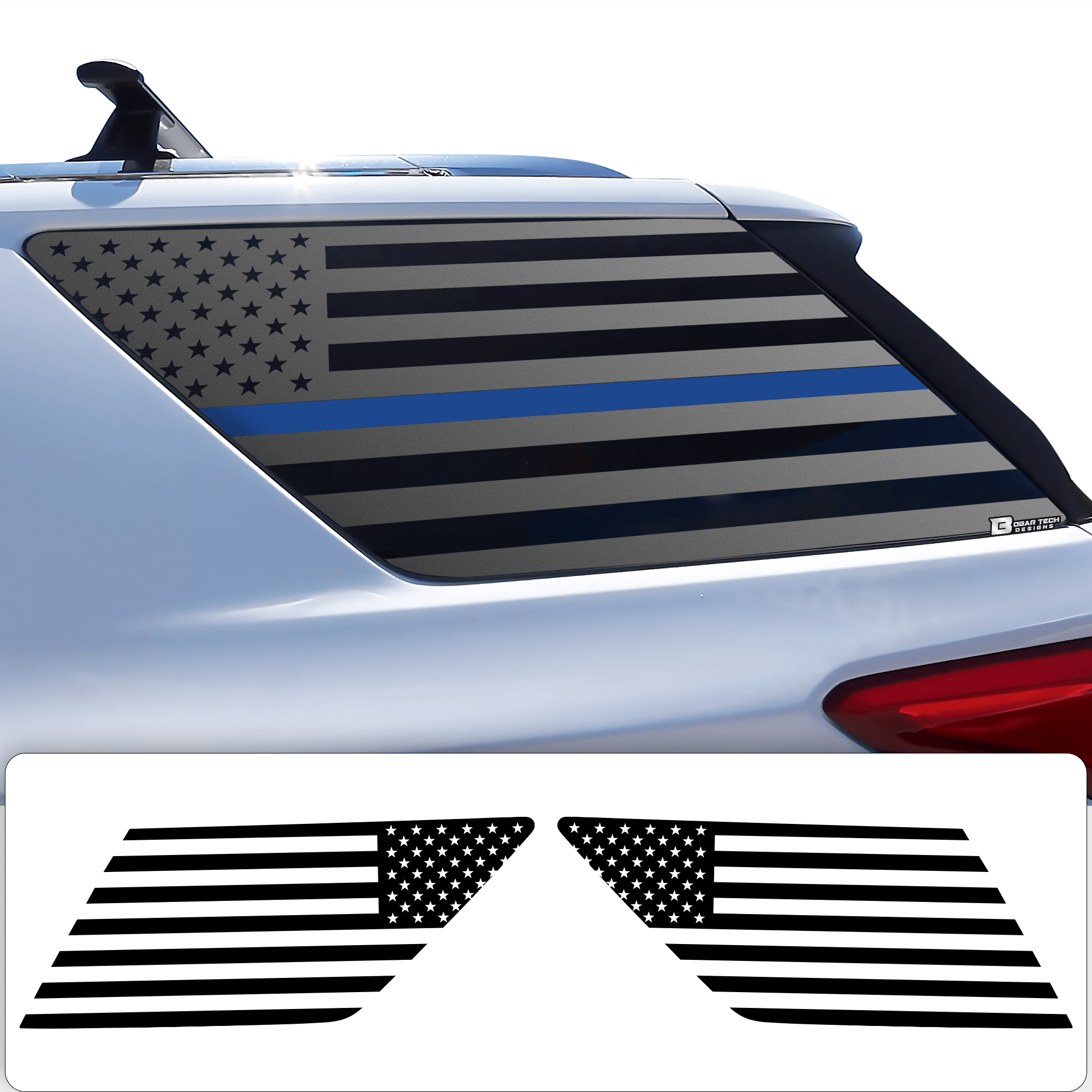 Precut American Flag Rear Side Quarter Window Decal Sticker Fits Chevy Traverse 2018 - 2023 - Bogar Tech Designs
