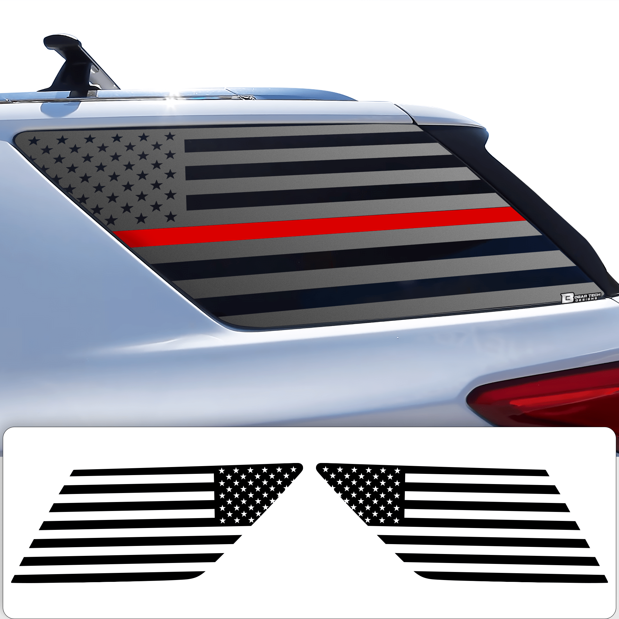 Precut American Flag Rear Side Quarter Window Decal Sticker Fits Chevy Traverse 2018 - 2023 - Bogar Tech Designs