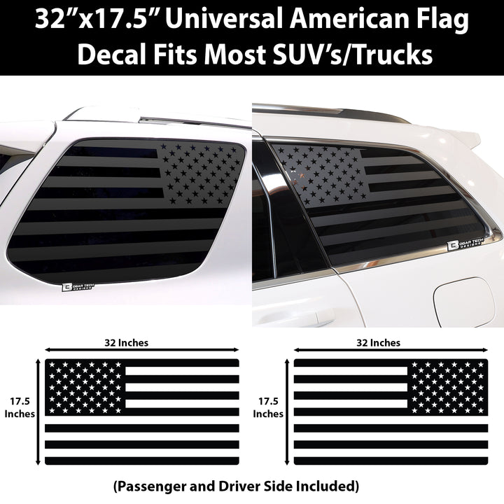 Universal Fit American Flag 3rd Quarter Window Decal Sticker Compatible with Most SUV'S and Trucks - Bogar Tech Designs