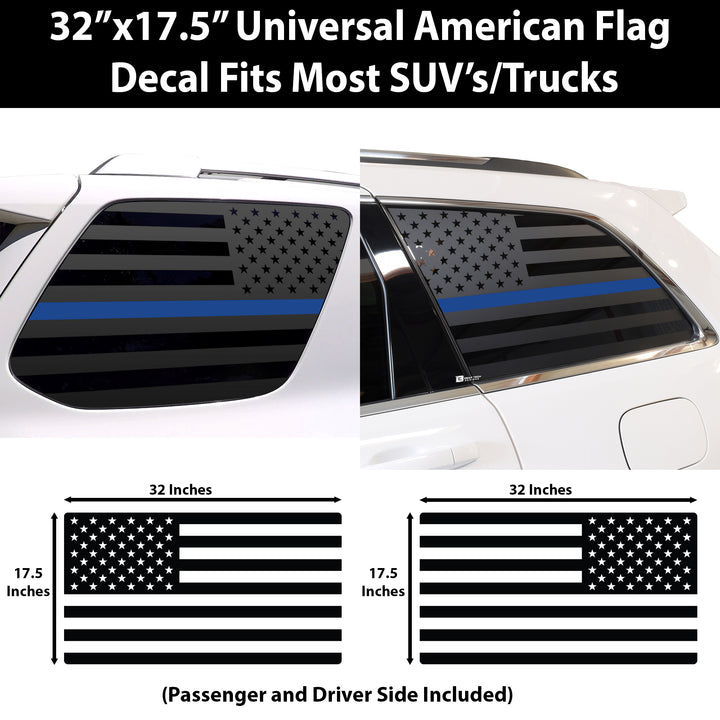 Universal Fit American Flag 3rd Quarter Window Decal Sticker Compatible with Most SUV'S and Trucks - Bogar Tech Designs