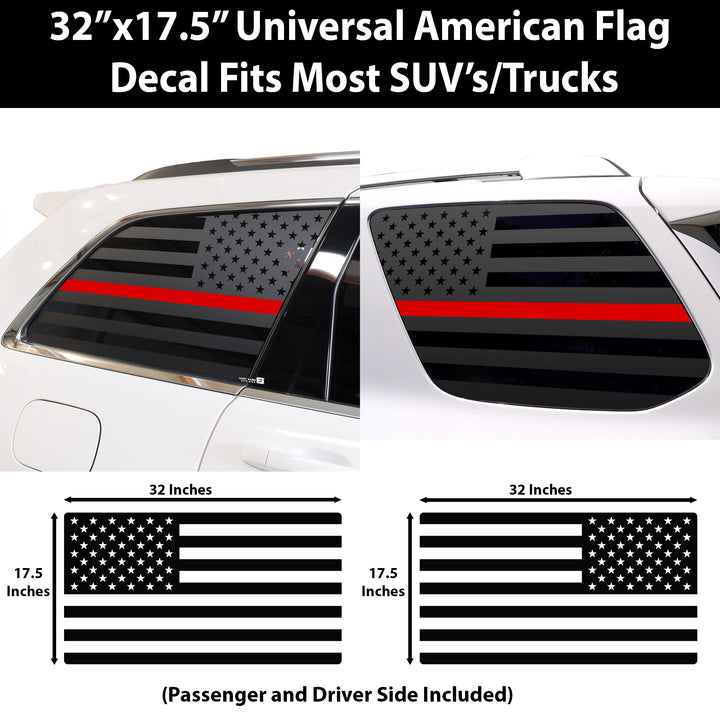 Universal Fit American Flag 3rd Quarter Window Decal Sticker Compatible with Most SUV'S and Trucks - Bogar Tech Designs