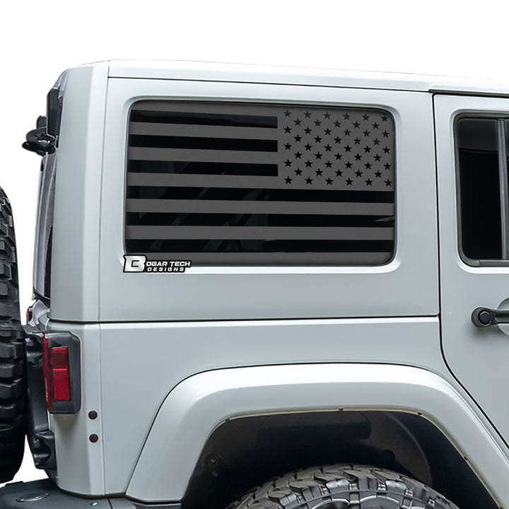 American Flag Window Vinyl Decal Stickers Fits 4 Door Jeep Wrangler JKU 2011 - 2018 - Bogar Tech Designs