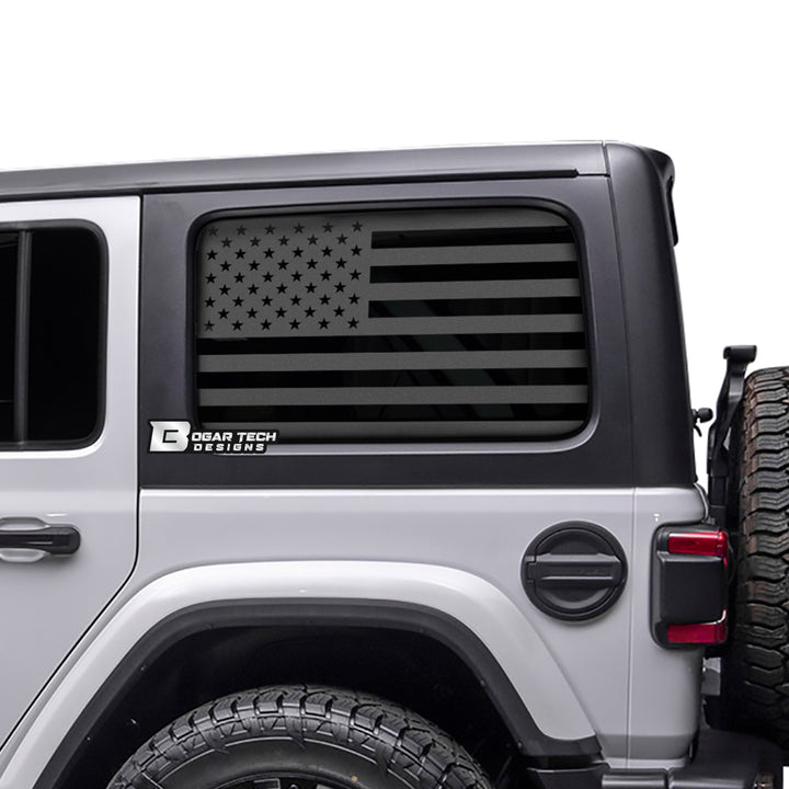 American Flag Window Vinyl Decal Stickers Fits 4 Door Jeep Wrangler JLU 2018 - 2025 - Bogar Tech Designs