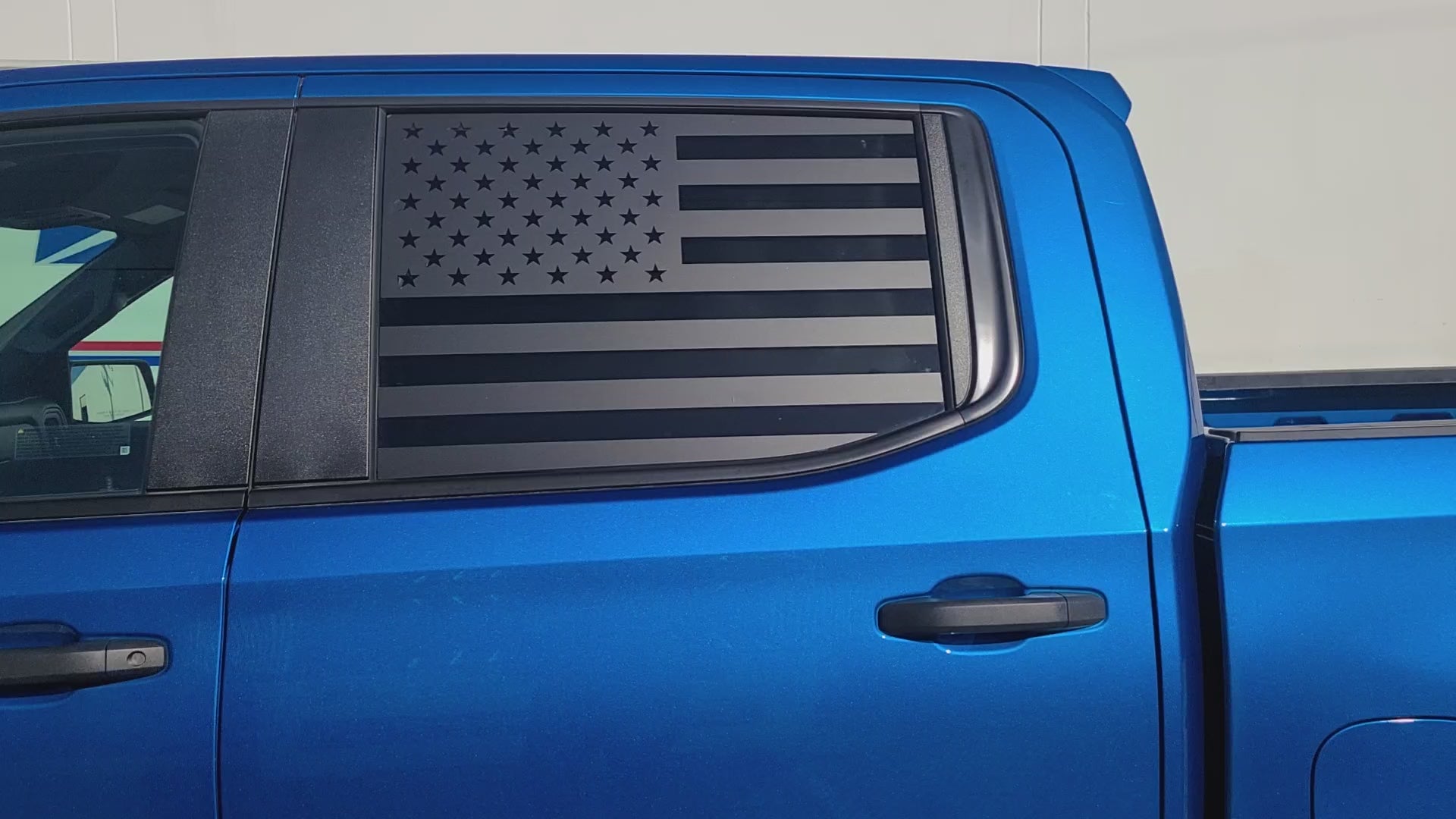 American Flag Side Window Decal for Chevy Silverado GMC Sierra 2019-2026 – Precut Matte Black Vinyl