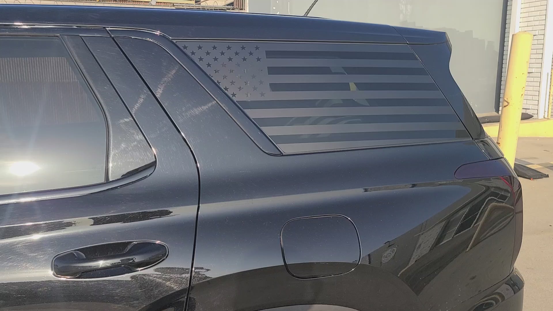 American Flag Quarter Window Decal for Hyundai Palisade 2020-2025 – Precut Matte Black Vinyl