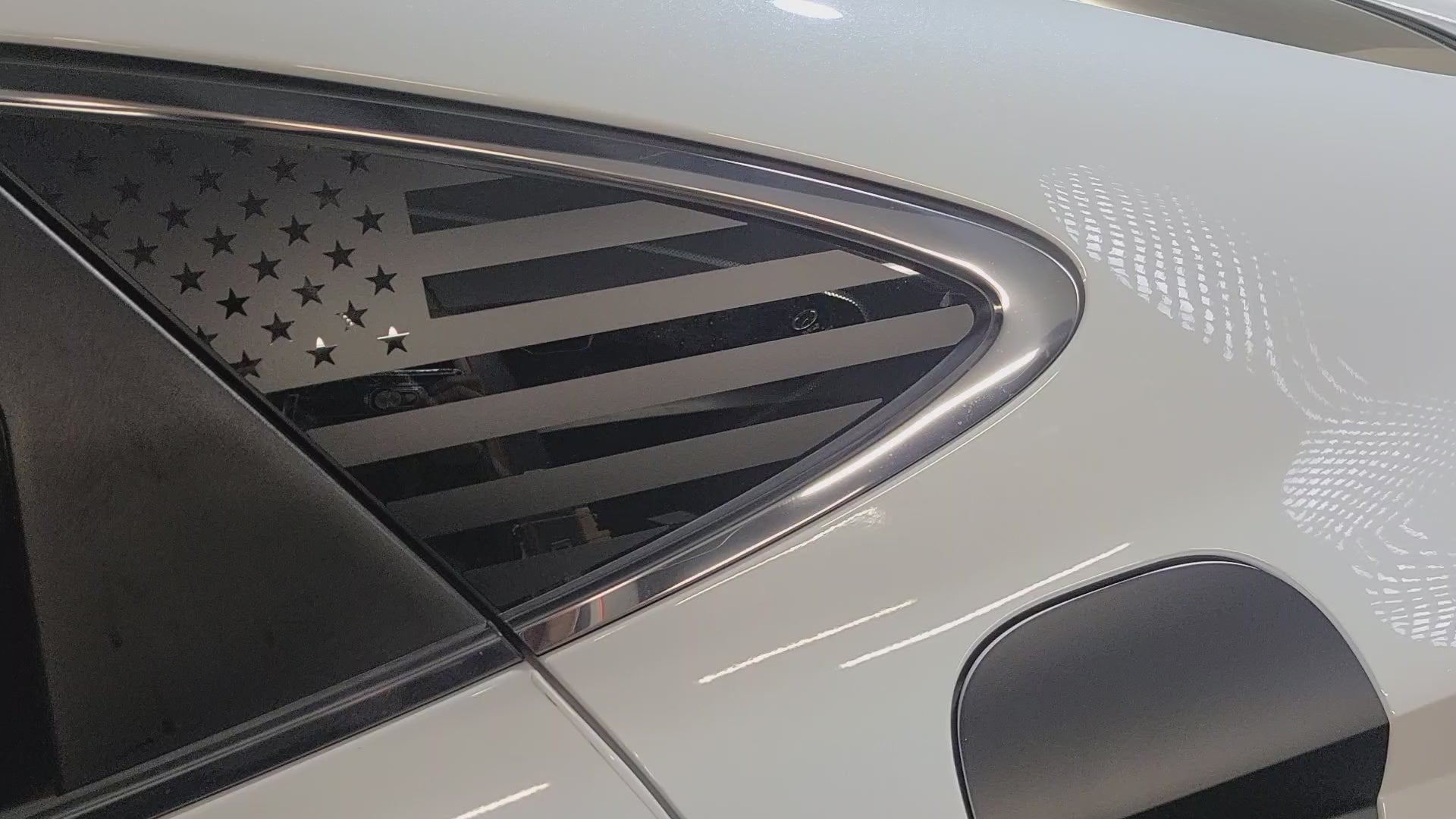 American Flag Quarter Window Decal for Hyundai Sonata 2020-2026 – Precut Matte Black Vinyl