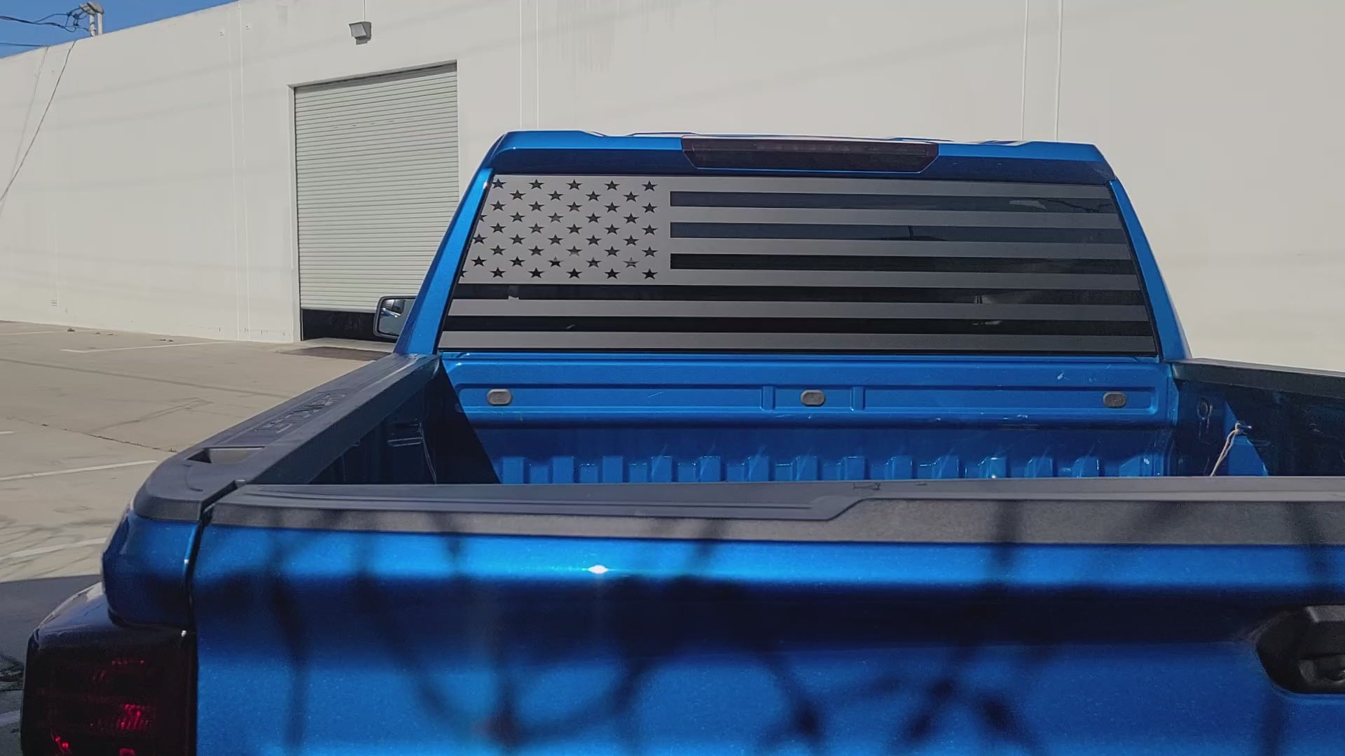 American Flag Rear Window Decal for Chevy Silverado GMC Sierra 2019-2026 – Precut Matte Black Vinyl