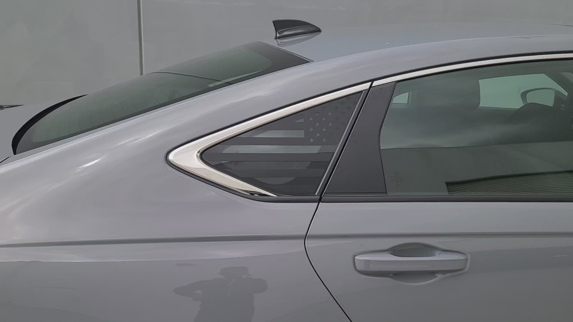 American Flag Quarter Window Decal for Honda Accord Sedan 2023-2026 – Precut Matte Black Vinyl